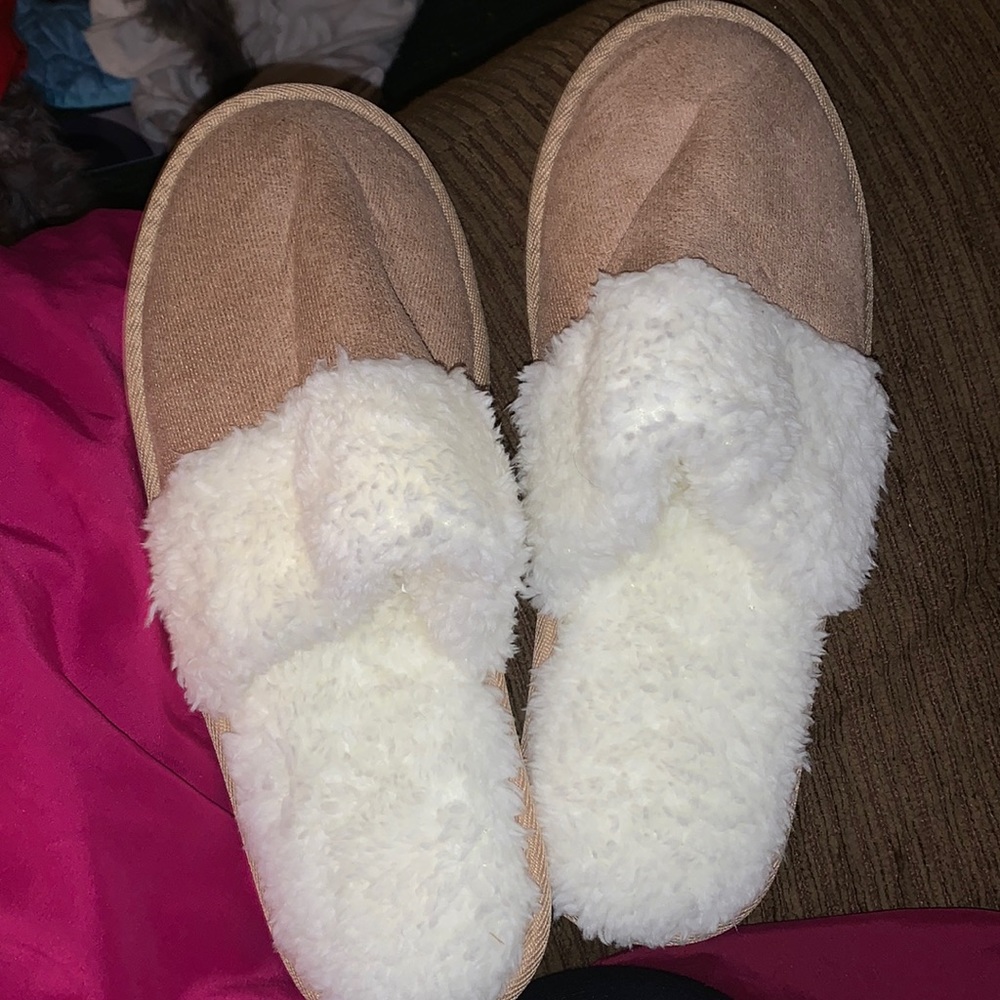 Fuzzy Fur Foam Flat Furry Slide Slippers